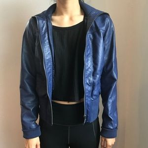 Faux Leather Navy Jacket